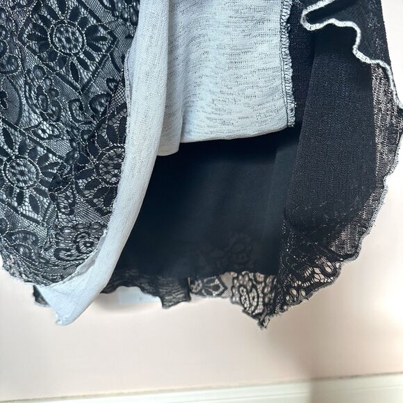 Feratelli Top Women’s Lg Tunic Black White Asymmetrical Pullover Artsy Layered - Picture 5 of 6